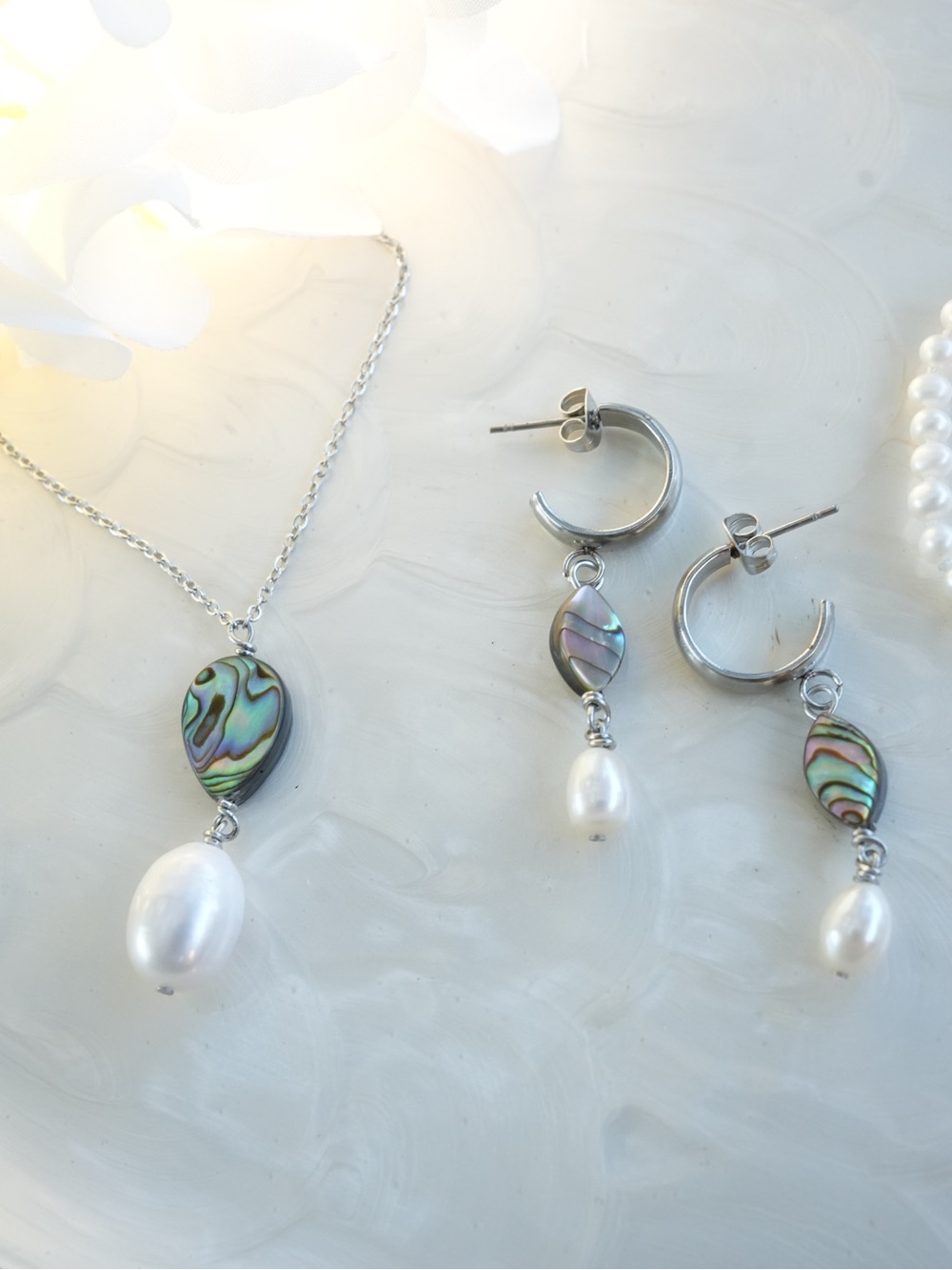 Abalone and Freshwater Pearl Jewelry Set